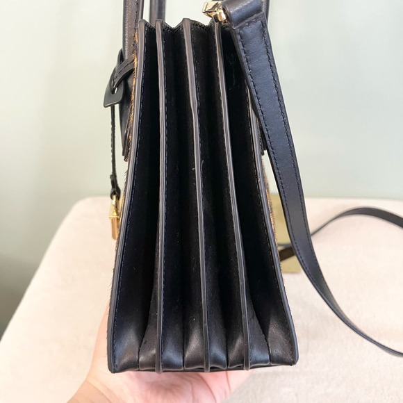 Michael Kors Black Leopard Real Haircalf Dyed Leather Crossbody Sling Handbag - Picture 15 of 16